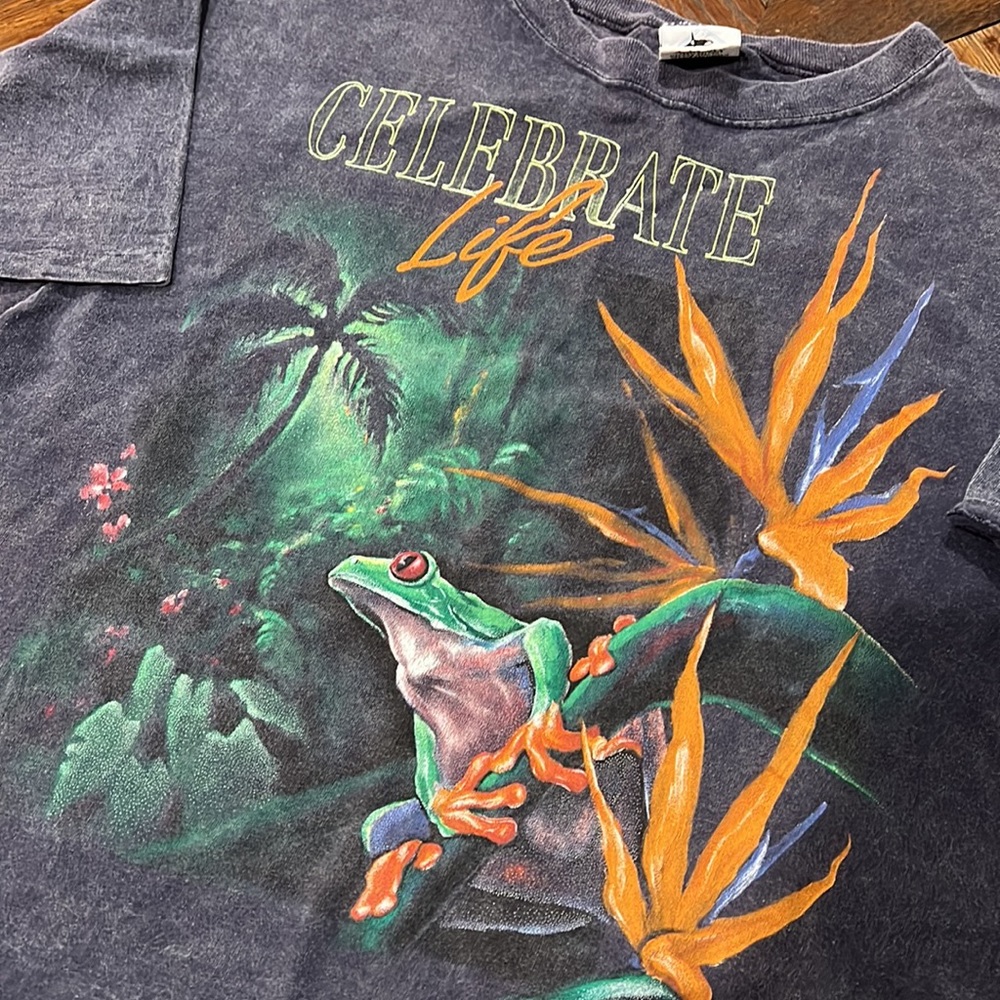Vintage Rare 1992 Harlequin Celebrate Life Amazon Tree Frog t-shirt!! Size L